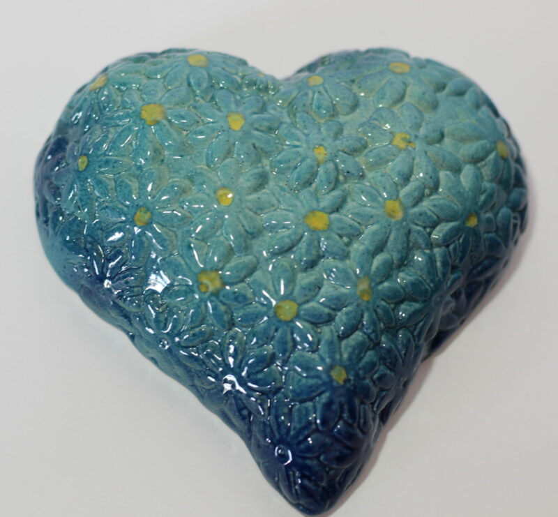 Flower Embossed Heart (blue)